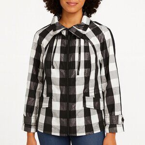 Cheryl Nash Windridge Black/White Buffalo Plaid Hampton Windbreaker Women's Sz M